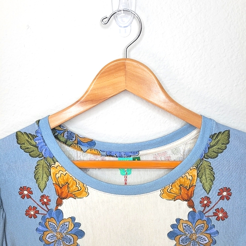 Farm Rio NWT Vestido T-shirt Bufan Mini Dress sz P (Small) Floral 100% Cotton - Picture 2 of 14
